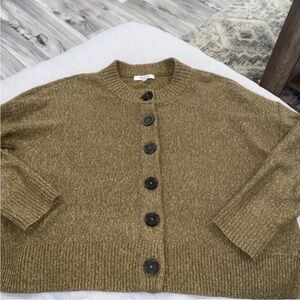 Madewell Cotton Olive Button-Up Women's Cardigan
